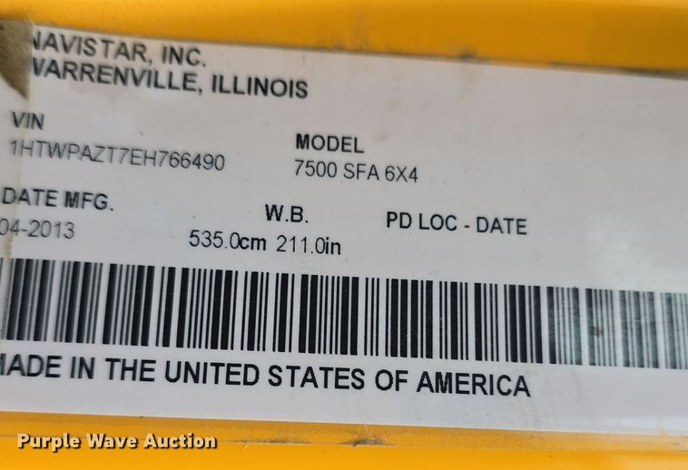 image for item DQ4541 2014 International WorkStar 7500 dump truck