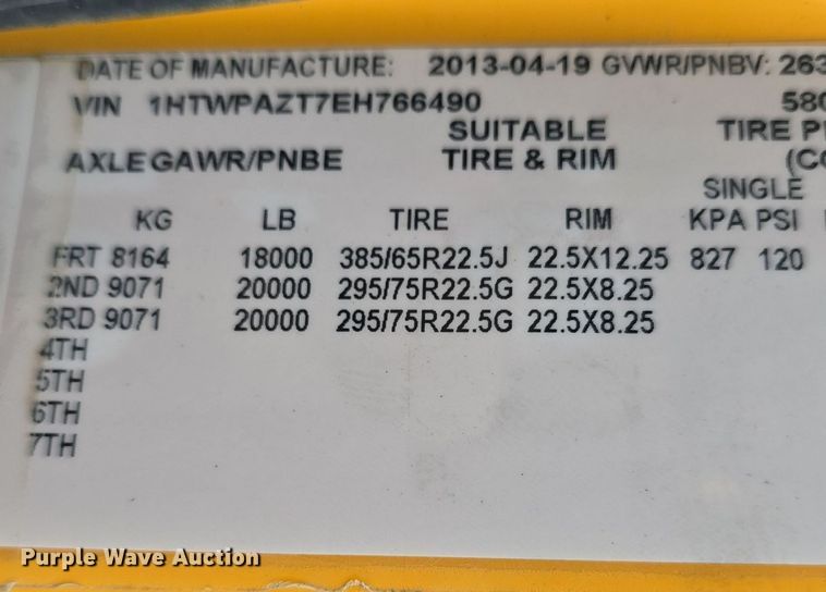 image for item DQ4541 2014 International WorkStar 7500 dump truck