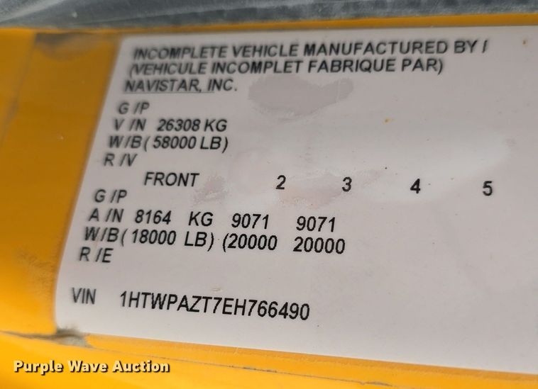 image for item DQ4541 2014 International WorkStar 7500 dump truck