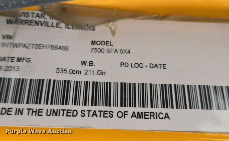 image for item DQ4544 2014 International  WorkStar 7500 dump truck