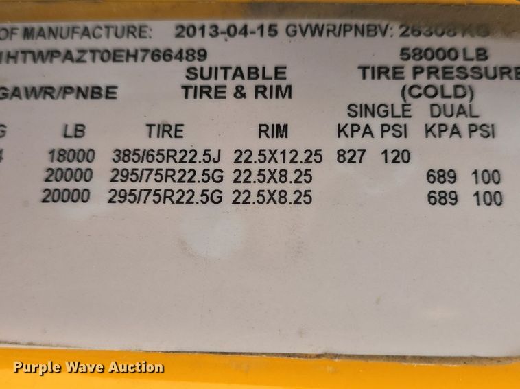 image for item DQ4544 2014 International  WorkStar 7500 dump truck