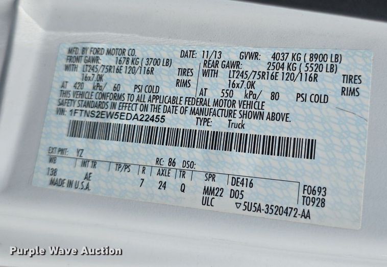 image for item DQ5130 2014 Ford E250 Super Duty handicap accessible van