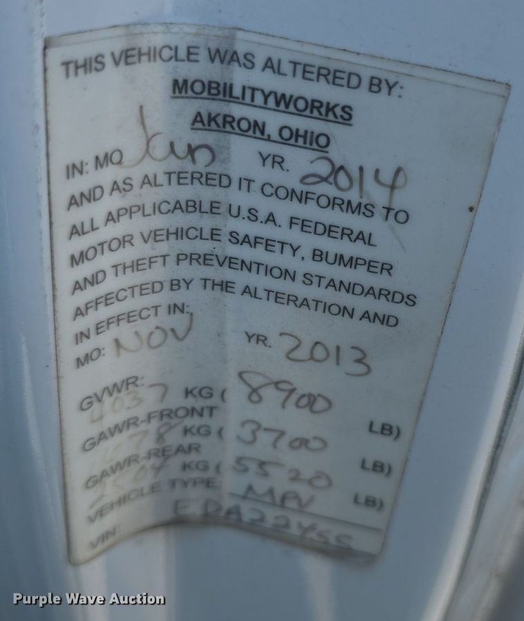 image for item DQ5130 2014 Ford E250 Super Duty handicap accessible van