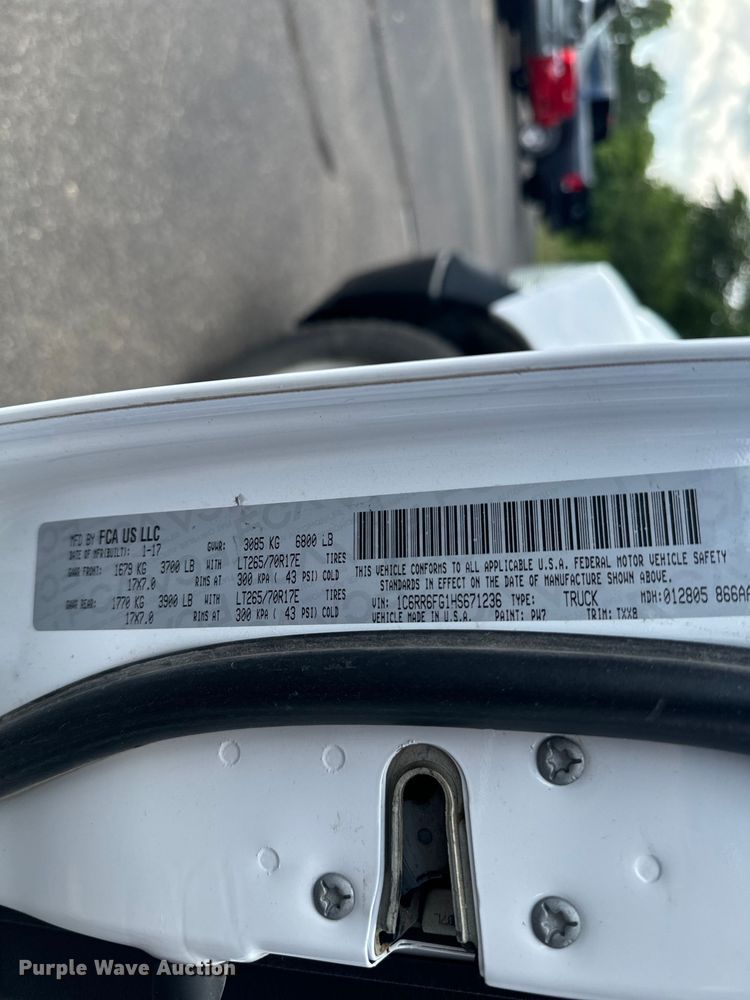 image for item DQ6872 2017 Dodge Ram 1500 Quad Cab pickup truck