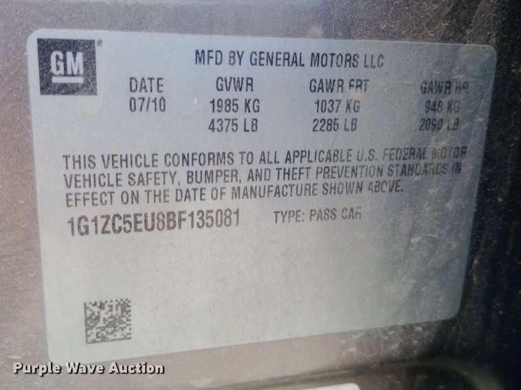 image for item DQ7192 2011 Chevrolet Malibu LT 