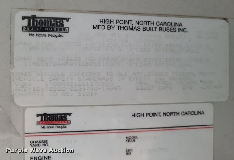 image for item DR4943 2006 Thomas  school bus