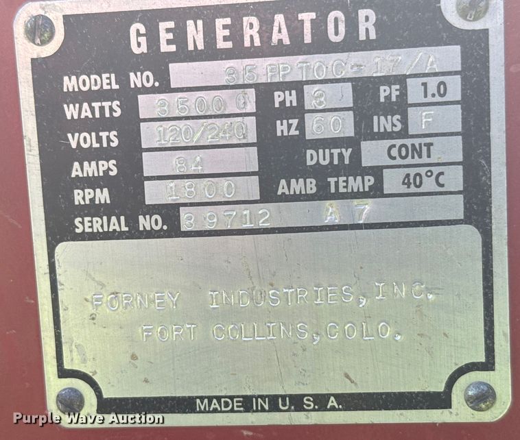 image for item DX3567 Forney Industries  35PPTOC-17/A generator