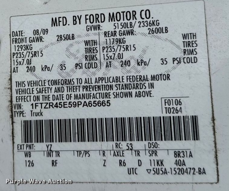 image for item EH4395 2009 Ford Ranger SuperCab pickup truck