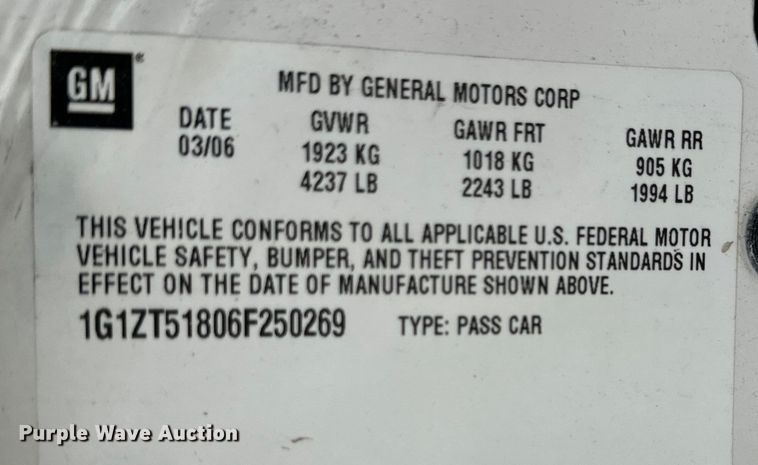 image for item EH4398 2006 Chevorlet Malibu 