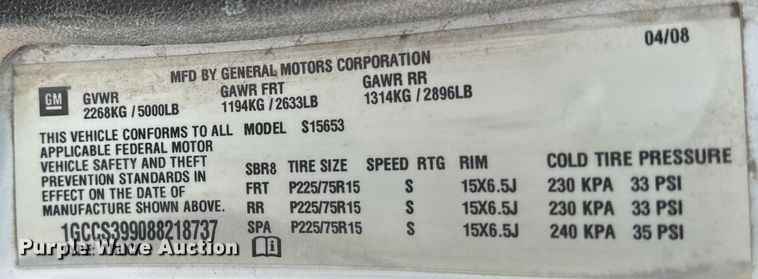 image for item EH4404 2008 Chevorlet Colorado Ext. Cab pickup truck