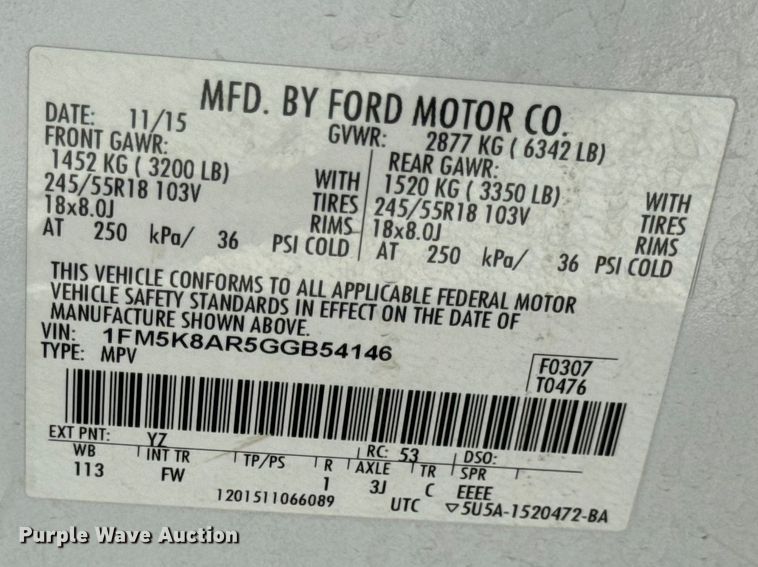 image for item EH6889 2016 Ford  Explorer Police Interceptor  SUV