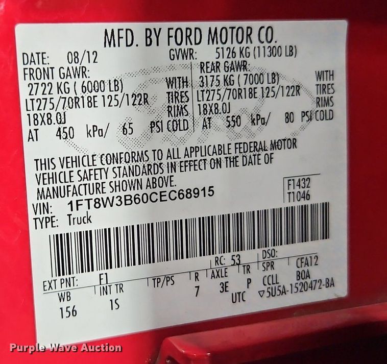 image for item EI8221 2012 Ford F350 Super Duty Crew Cab pickup truck