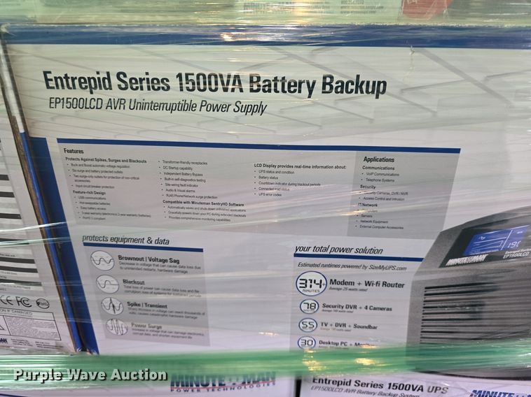 image for item EK6330 (90) Minuteman Entrepid 1500va battery backups