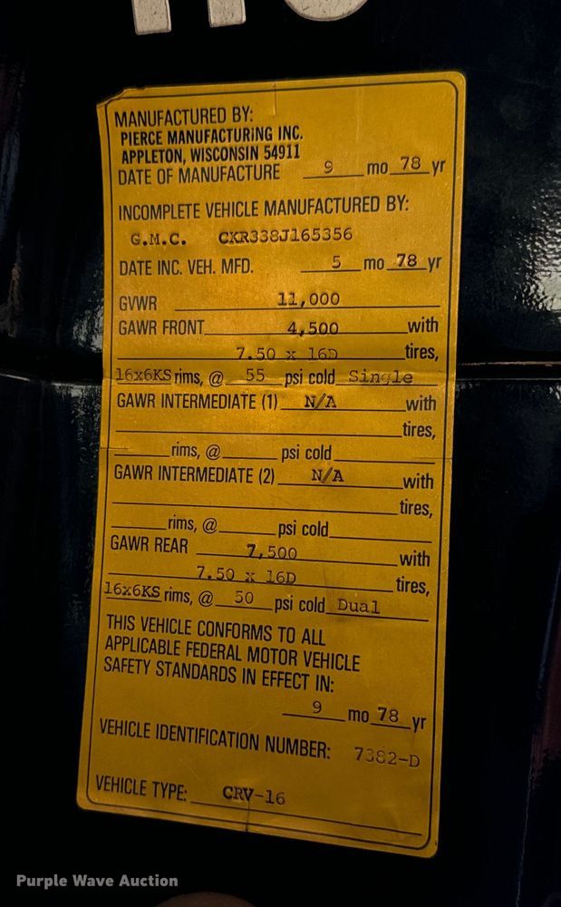 image for item LF9891 1978 Chevrolet Custom Deluxe 30 brush fire truck