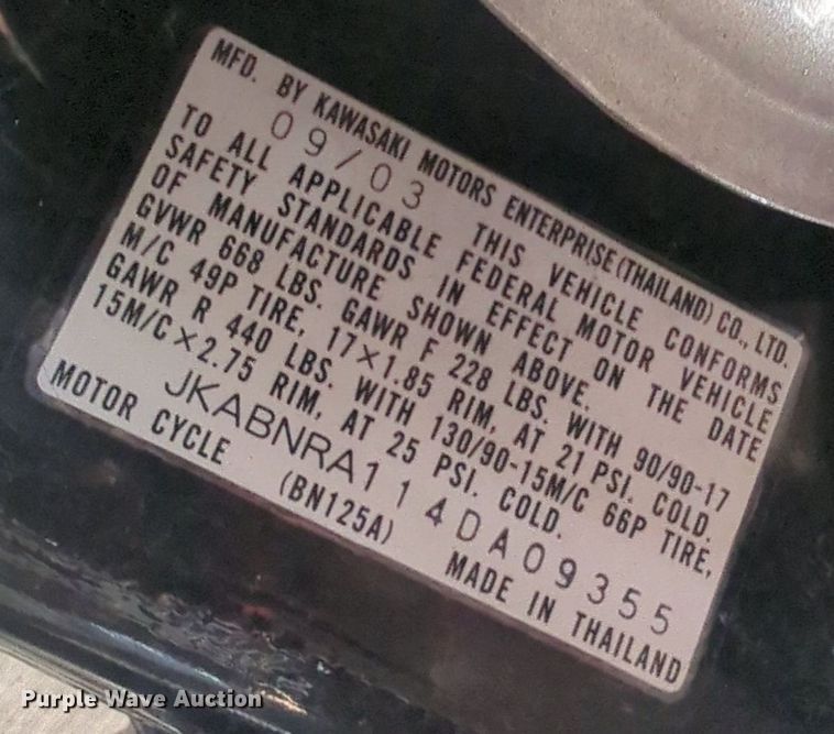 image for item NW9642 2004 Kawsaki Eliminator motorcycle