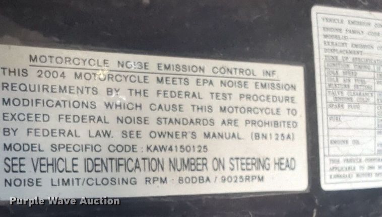 image for item NW9643 2004 Kawasaki Eliminator motorcycle