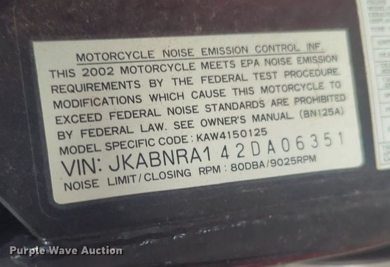 image for item NW9644 2002 Kawasaki Eliminator motorcycle