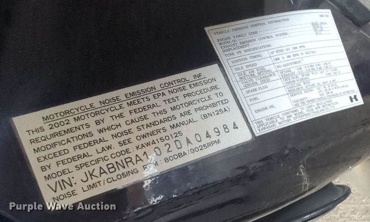 image for item NW9646 2002 Kawasaki Eliminator motorcycle