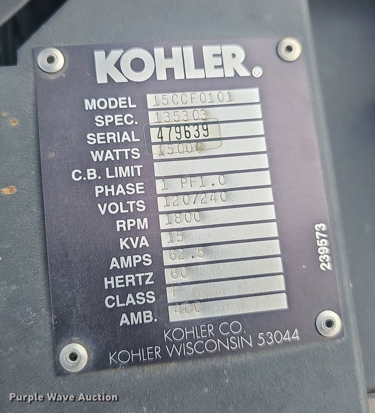 image for item NX9001 Kohler  15CCF0101 generator