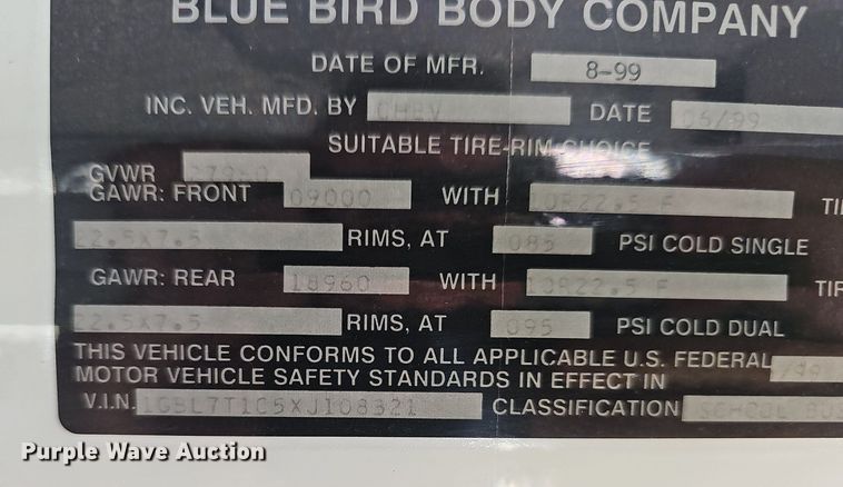 image for item NX9009 2000 Blue Bird school bus