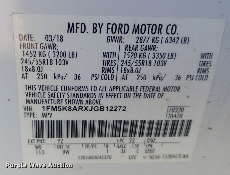 image for item NY9479 2018 Ford Explorer Police Interceptor SUV