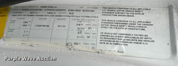 image for item OF9960 2010 Ford E450 Super Duty shuttle bus