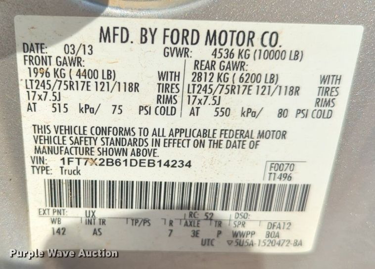 image for item NW9710 2013 Ford  F250 Super Duty SuperCab pickup truck