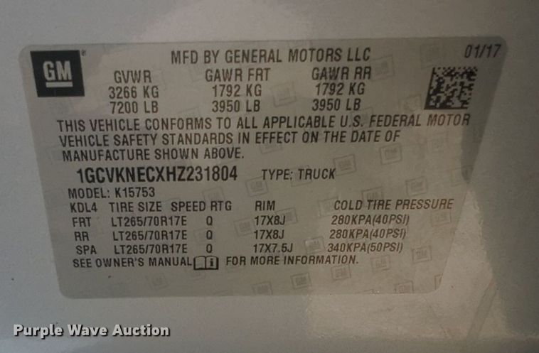image for item NW9713 2017 Chevrolet  Silverado 1500 Double Cab pickup truck