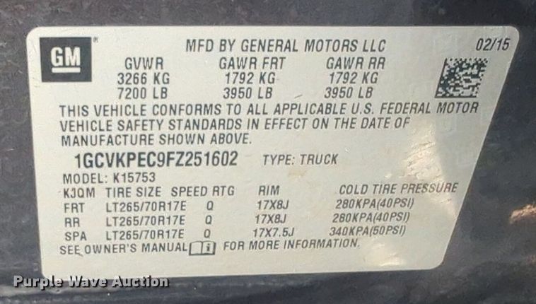 image for item NW9714 2015 Chevrolet Silverado 1500 Double Cab pickup truck