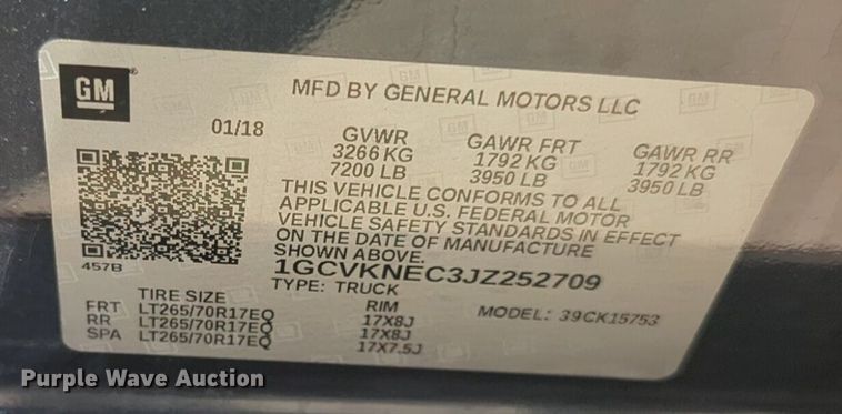 image for item NW9715 2018 Chevrolet  Silverado 1500 Double Cab pickup truck