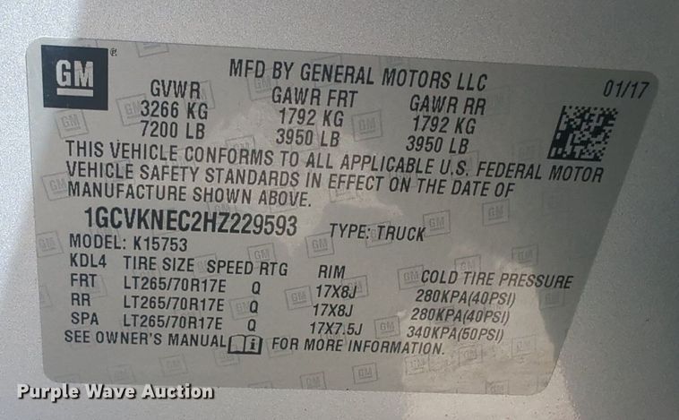 image for item NW9717 2017 Chevrolet  Silverado 1500 Double Cab pickup truck