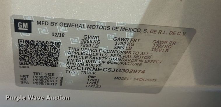 image for item NW9718 2018 Chevrolet Silverado 1500 Crew Cab pickup truck