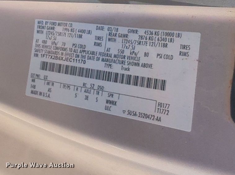 image for item NW9719 2018 Ford  F250 Super Duty SuperCab pickup truck