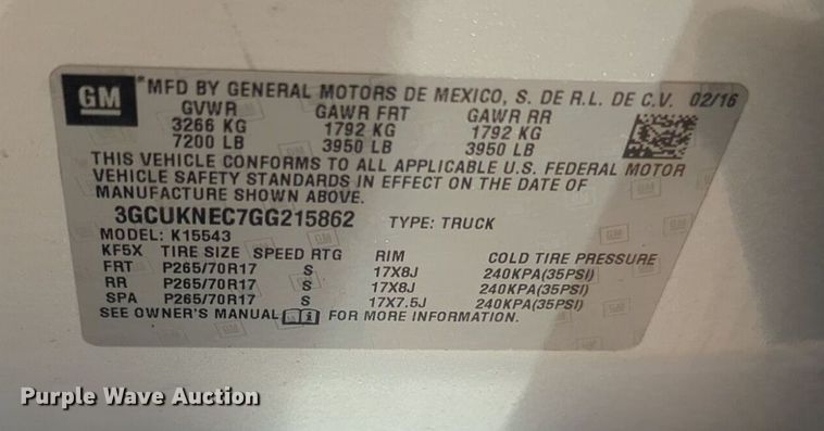 image for item NW9721 2016 Chevrolet  Silverado 1500 Crew Cab pickup truck