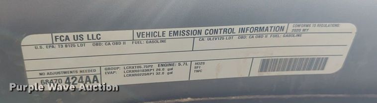 image for item NW9722 2020 Dodge  Ram 1500 Crew Cab pickup truck