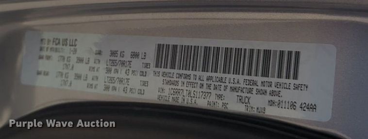 image for item NW9722 2020 Dodge  Ram 1500 Crew Cab pickup truck