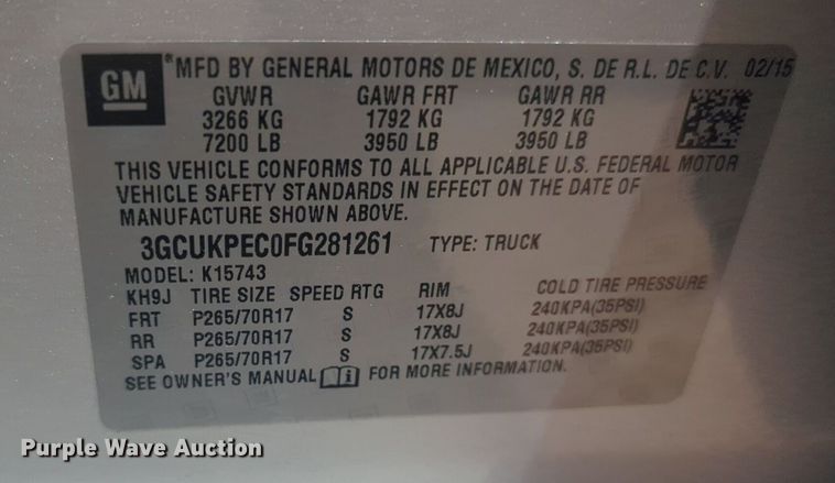 image for item NW9723 2015 Chevrolet Silverado 1500 Crew Cab pickup truck