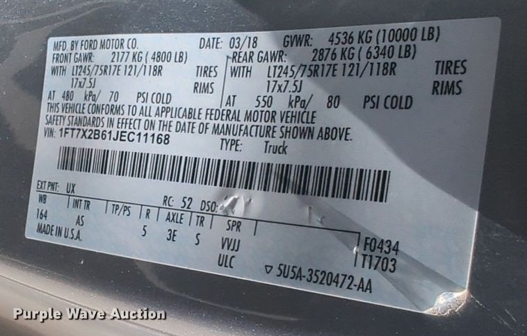 image for item NW9724 2018 Ford  F250 Super Duty SuperCab pickup truck