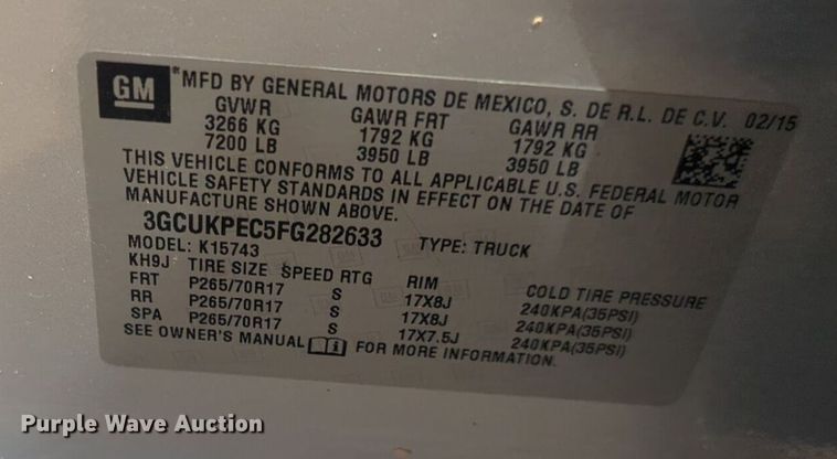 image for item NW9725 2015 Chevrolet  Silverado 1500 Crew Cab pickup truck