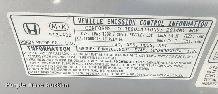 image for item NW9727 2014 Honda  Civic  