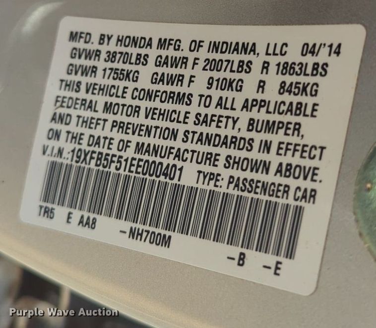 image for item NW9727 2014 Honda  Civic  