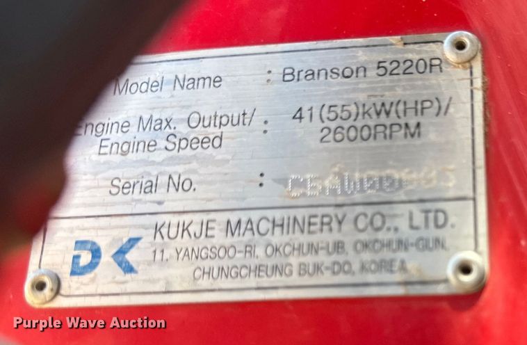 image for item DK6736 Branson  5220R MFWD tractor