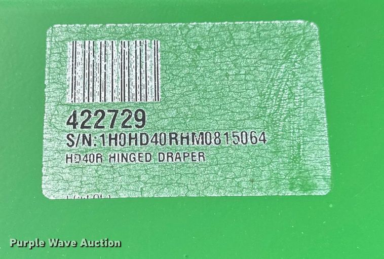image for item DQ6718 2021 John Deere HD40R hinged draper head