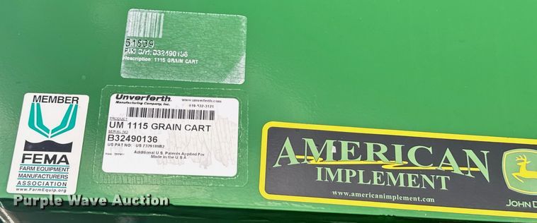 image for item DQ6954 Unverferth 1115 grain cart