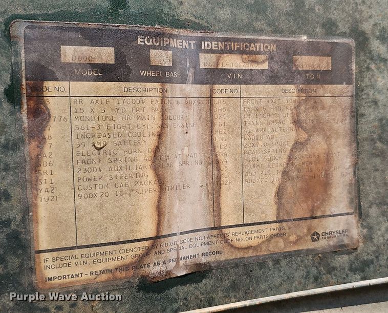 image for item DS4662 1974 Dodge D600 grain truck