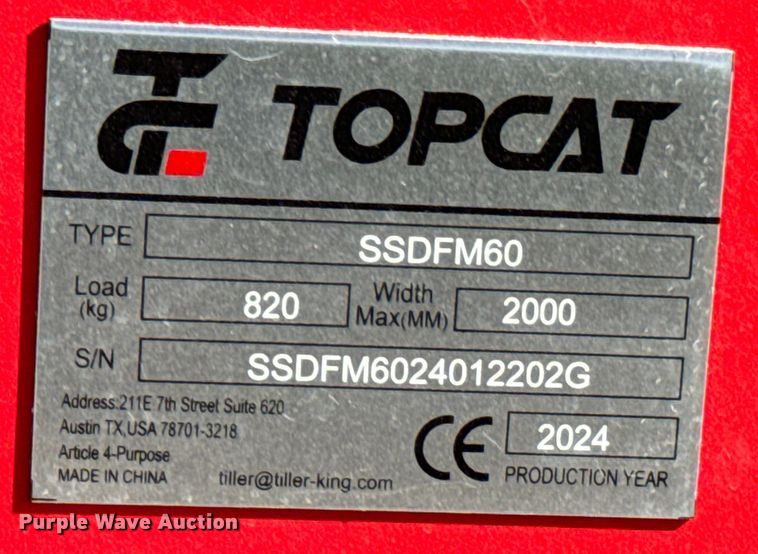 image for item DX1015 2024 Topcat  SSDFM60 skid steer mulcher