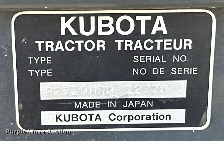 image for item EJ8842 Kubota B2710HSD MFWD tractor