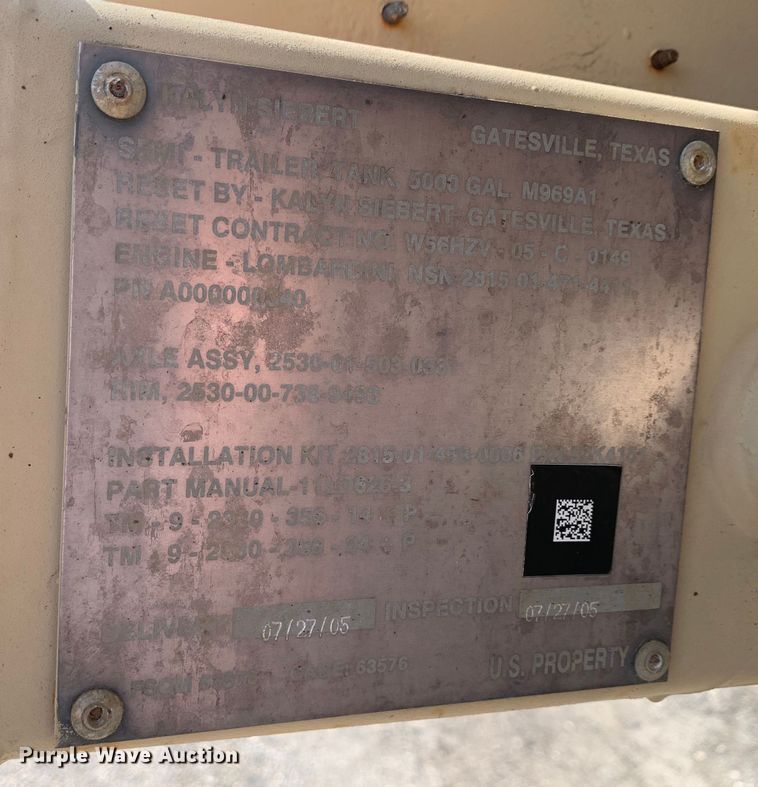 image for item DM1745 1989 Eastern Technologies M969A1 tank trailer