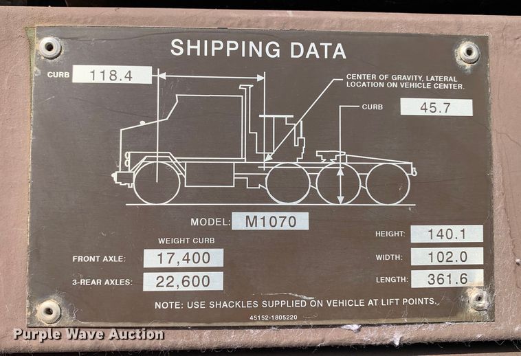 image for item DM1746 2008 Oshkosh M1070 semi truck