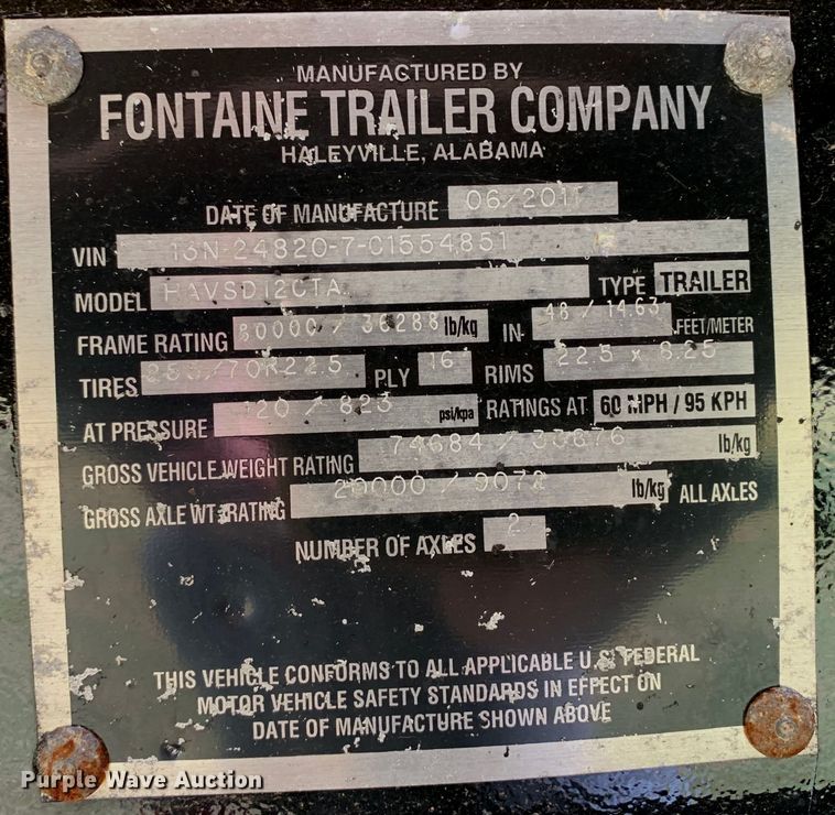 image for item DM1755 2012 Fontaine HAVSD12CTA drop deck trailer